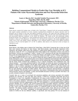 Building Computational Models to Predict One-Year Mortality in ICU
  Patients with Acute Myocardial Infarction and Post Myocardial Infarction
  Syndrome