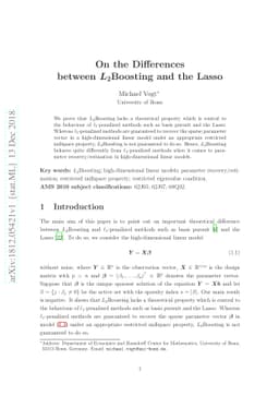 On the Differences between L2-Boosting and the Lasso