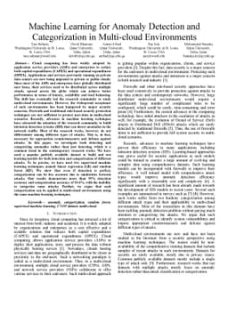 Machine Learning for Anomaly Detection and Categorization in Multi-cloud
  Environments