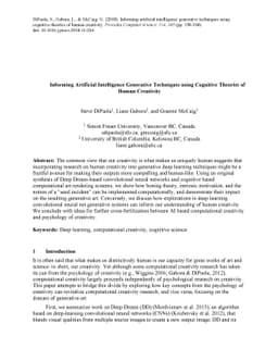 Informing Artificial Intelligence Generative Techniques using Cognitive
  Theories of Human Creativity