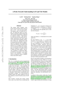A Probe Towards Understanding GAN and VAE Models