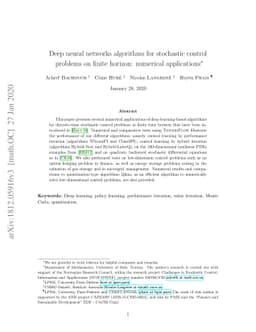 Deep neural networks algorithms for stochastic control problems on
  finite horizon: numerical applications