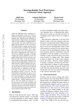 Detecting Reliable Novel Word Senses: A Network-Centric Approach