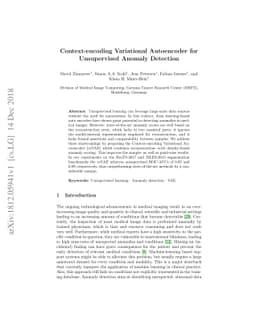 Context-encoding Variational Autoencoder for Unsupervised Anomaly
  Detection