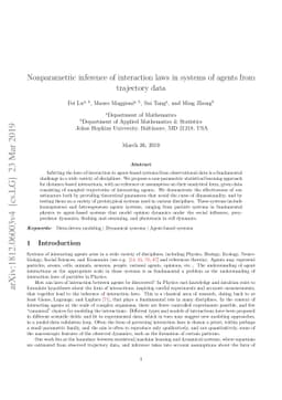Nonparametric inference of interaction laws in systems of agents from
  trajectory data