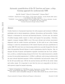Automatic quantification of the LV function and mass: a deep learning
  approach for cardiovascular MRI