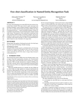 Few-shot classification in Named Entity Recognition Task