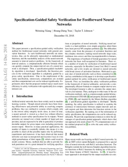 Specification-Guided Safety Verification for Feedforward Neural Networks