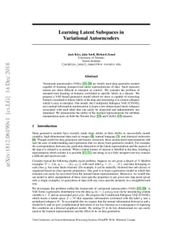 Learning Latent Subspaces in Variational Autoencoders