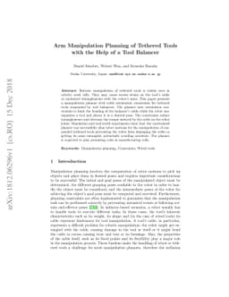 Arm Manipulation Planning of Tethered Tools with the Help of a Tool
  Balancer