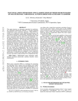 Fast MVAE: Joint separation and classification of mixed sources based on
  multichannel variational autoencoder with auxiliary classifier