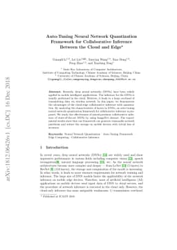 Auto-tuning Neural Network Quantization Framework for Collaborative
  Inference Between the Cloud and Edge