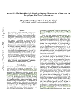 Generalizable Meta-Heuristic based on Temporal Estimation of Rewards for
  Large Scale Blackbox Optimization