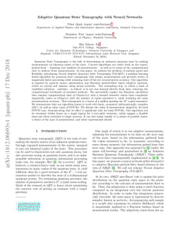 Adaptive Quantum State Tomography with Neural Networks
