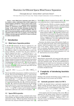 Heuristics for Efficient Sparse Blind Source Separation