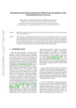 Discriminant Patch Representation for RGB-D Face Recognition Using
  Convolutional Neural Networks