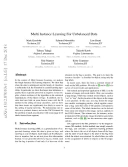 Multi Instance Learning For Unbalanced Data