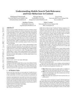 Understanding Mobile Search Task Relevance and User Behaviour in Context