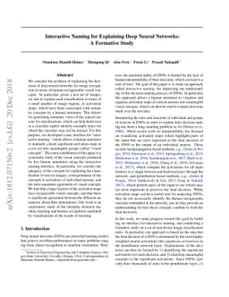 Interactive Naming for Explaining Deep Neural Networks: A Formative
  Study