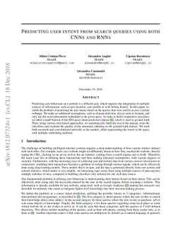 Predicting user intent from search queries using both CNNs and RNNs