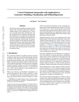 A Novel Variational Autoencoder with Applications to Generative
  Modelling, Classification, and Ordinal Regression