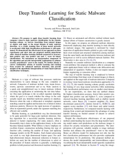Deep Transfer Learning for Static Malware Classification