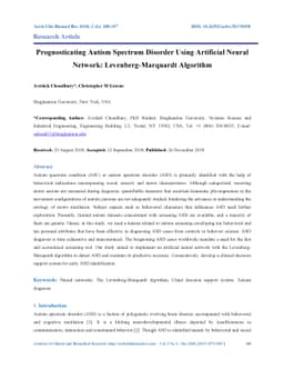 Prognosticating Autism Spectrum Disorder Using Artificial Neural
  Network: Levenberg-Marquardt Algorithm