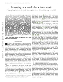 Removing rain streaks by a linear model