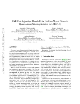 Fast Adjustable Threshold For Uniform Neural Network Quantization
  (Winning solution of LPIRC-II)