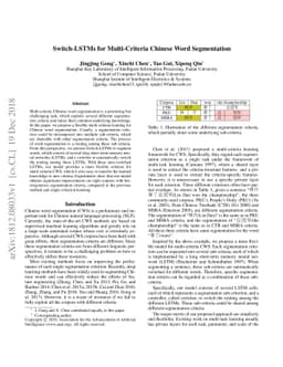 Switch-LSTMs for Multi-Criteria Chinese Word Segmentation