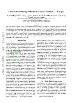 Semantic Frame Parsing for Information Extraction : the CALOR corpus