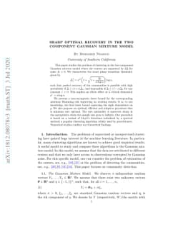 Sharp optimal recovery in the two-component Gaussian Mixture Model