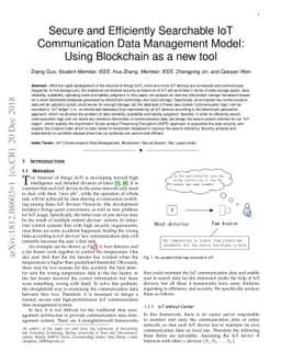 Secure and Efficiently Searchable IoT Communication Data Management
  Model: Using Blockchain as a new tool