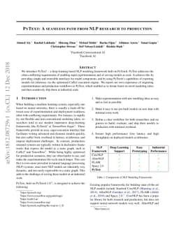 PyText: A Seamless Path from NLP research to production