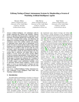 Lifelong Testing of Smart Autonomous Systems by Shepherding a Swarm of
  Watchdog Artificial Intelligence Agents