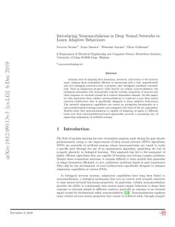 Introducing Neuromodulation in Deep Neural Networks to Learn Adaptive
  Behaviours