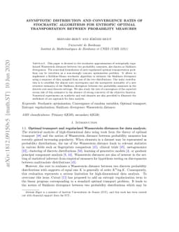 Asymptotic distribution and convergence rates of stochastic algorithms
  for entropic optimal transportation between probability measures