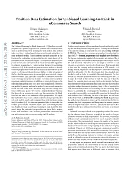 Position Bias Estimation for Unbiased Learning-to-Rank in eCommerce
  Search