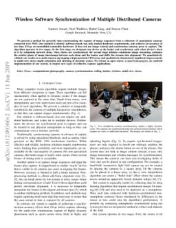 Wireless Software Synchronization of Multiple Distributed Cameras