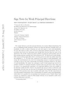 Sign tests for weak principal directions