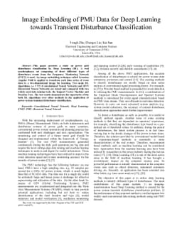 Image Embedding of PMU Data for Deep Learning towards Transient
  Disturbance Classification