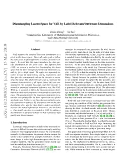 Disentangling Latent Space for VAE by Label Relevant/Irrelevant
  Dimensions