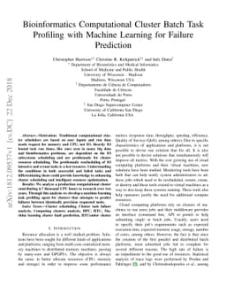 Bioinformatics Computational Cluster Batch Task Profiling with Machine
  Learning for Failure Prediction