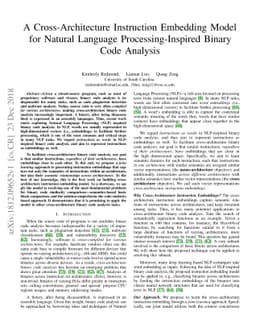 A Cross-Architecture Instruction Embedding Model for Natural Language
  Processing-Inspired Binary Code Analysis
