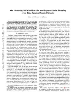 On Increasing Self-Confidence in Non-Bayesian Social Learning over
  Time-Varying Directed Graphs