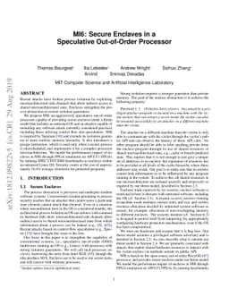 MI6: Secure Enclaves in a Speculative Out-of-Order Processor
