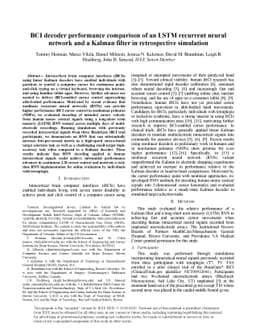 BCI decoder performance comparison of an LSTM recurrent neural network
  and a Kalman filter in retrospective simulation