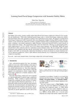 Learning based Facial Image Compression with Semantic Fidelity Metric