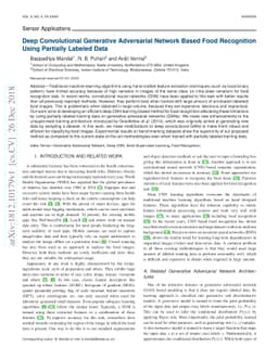 Deep Convolutional Generative Adversarial Network Based Food Recognition
  Using Partially Labeled Data