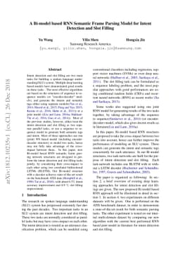 A Bi-model based RNN Semantic Frame Parsing Model for Intent Detection
  and Slot Filling